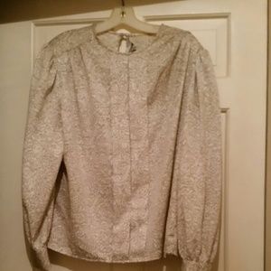 Melrose Option Tan floral button down blouse Sz 14